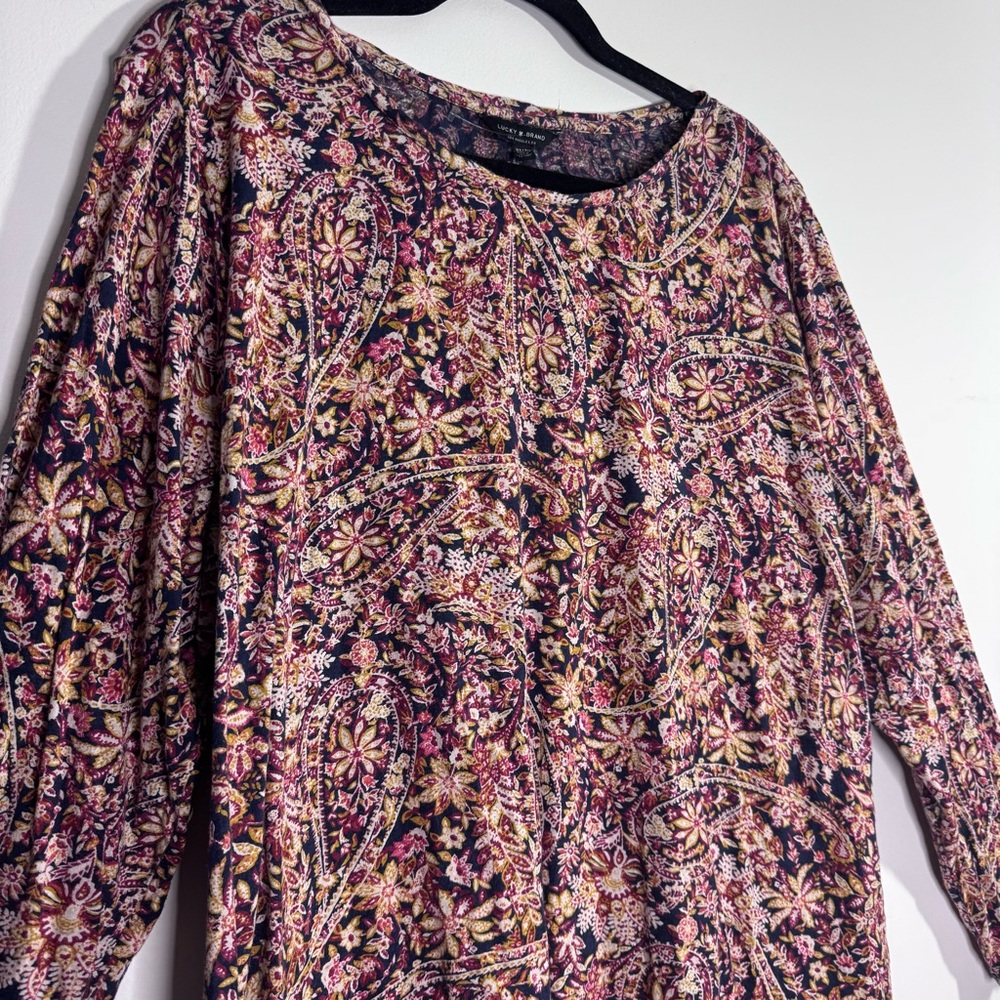 Lucky Brand Paisley Boho Top 3X Plus Soft Stretch Blouse - Picture 2 of 7